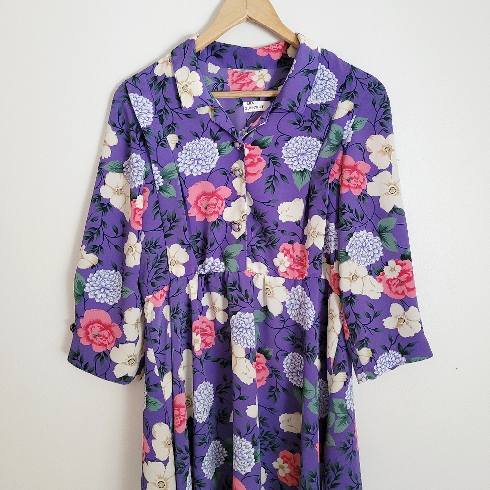 Vintage 50's Pleated Floral Midi Dress